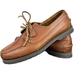 Eddie Bauer Men Slip On Moccasin Loafers Brown Boater Shoes Lace Up Size 8 1/2